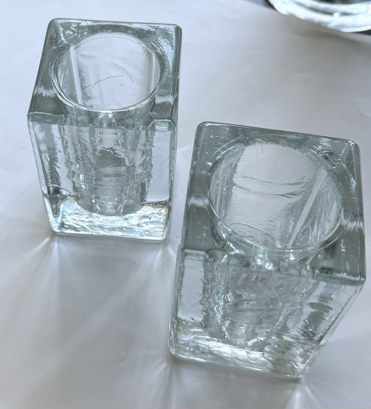 Handmade Icehotel Glass Block Candle (votive) Holder Art Glass 3-7/8th”