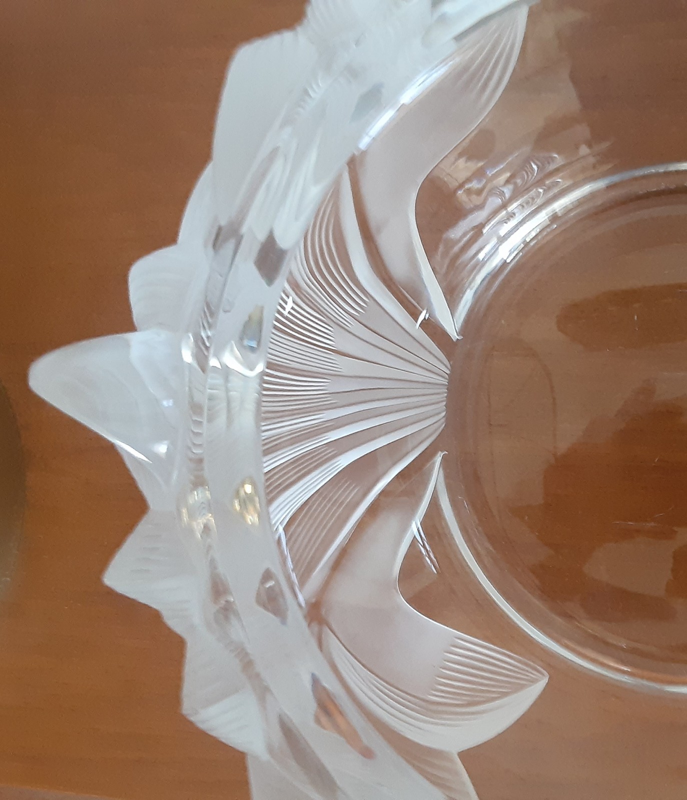Large Lalique Crystal Floral (“Pivoine”) Round Bowl – France