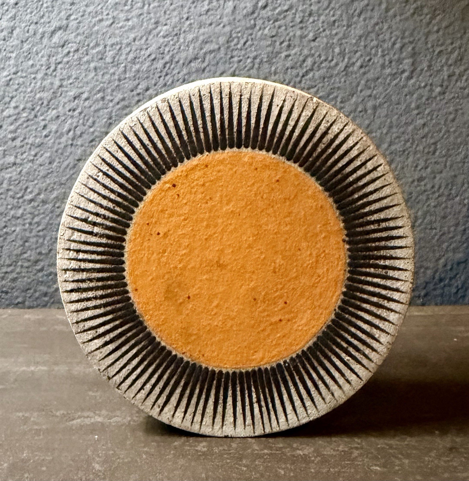 MQuan Studio Small Ceramic Drum Sculpture New Sun Marigold Stoneware Object NY