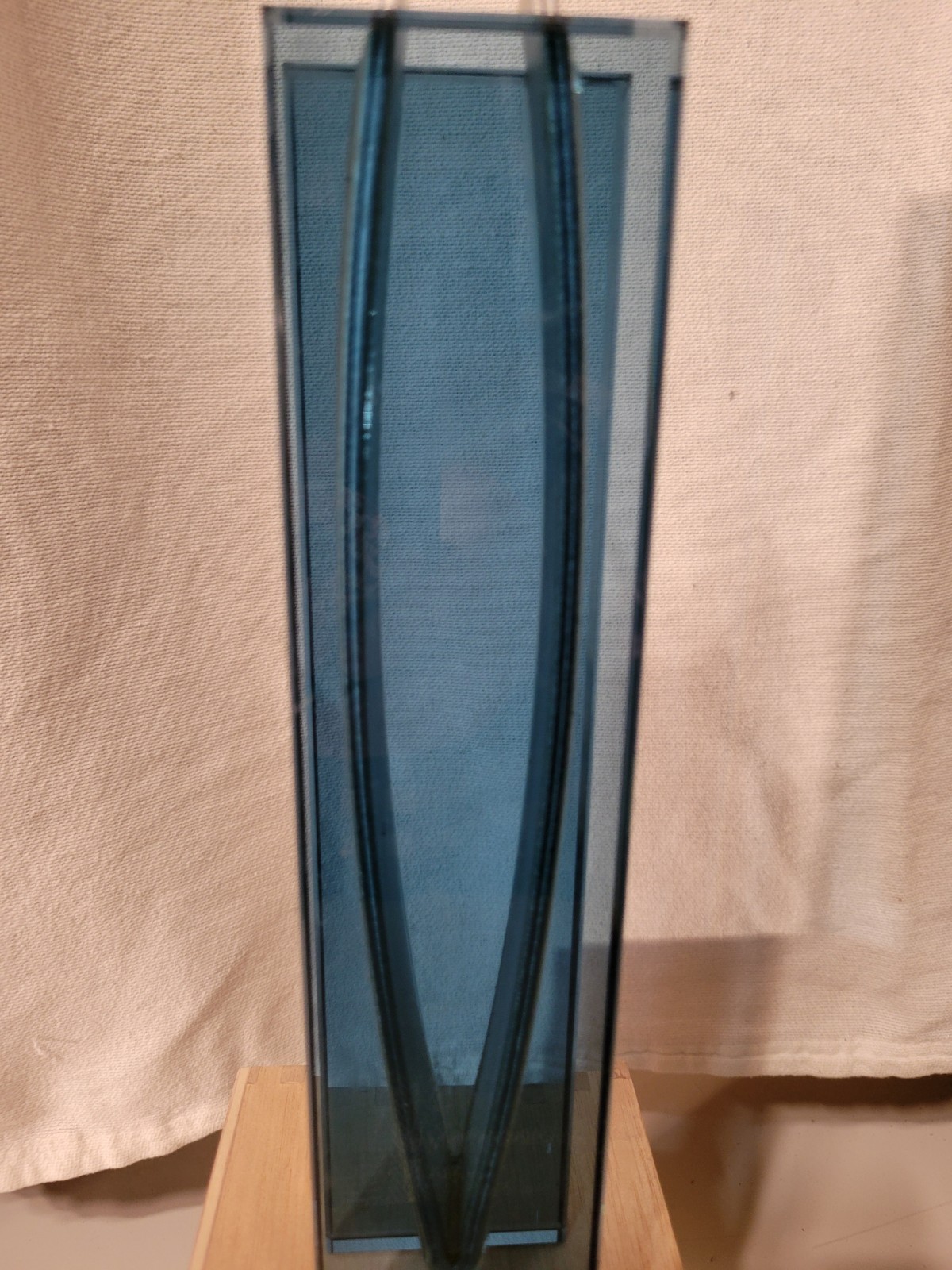 Ribbon Vase – MOMA Peter Hewitt RARE Blue Glass & Anodized Aluminum Contemporary