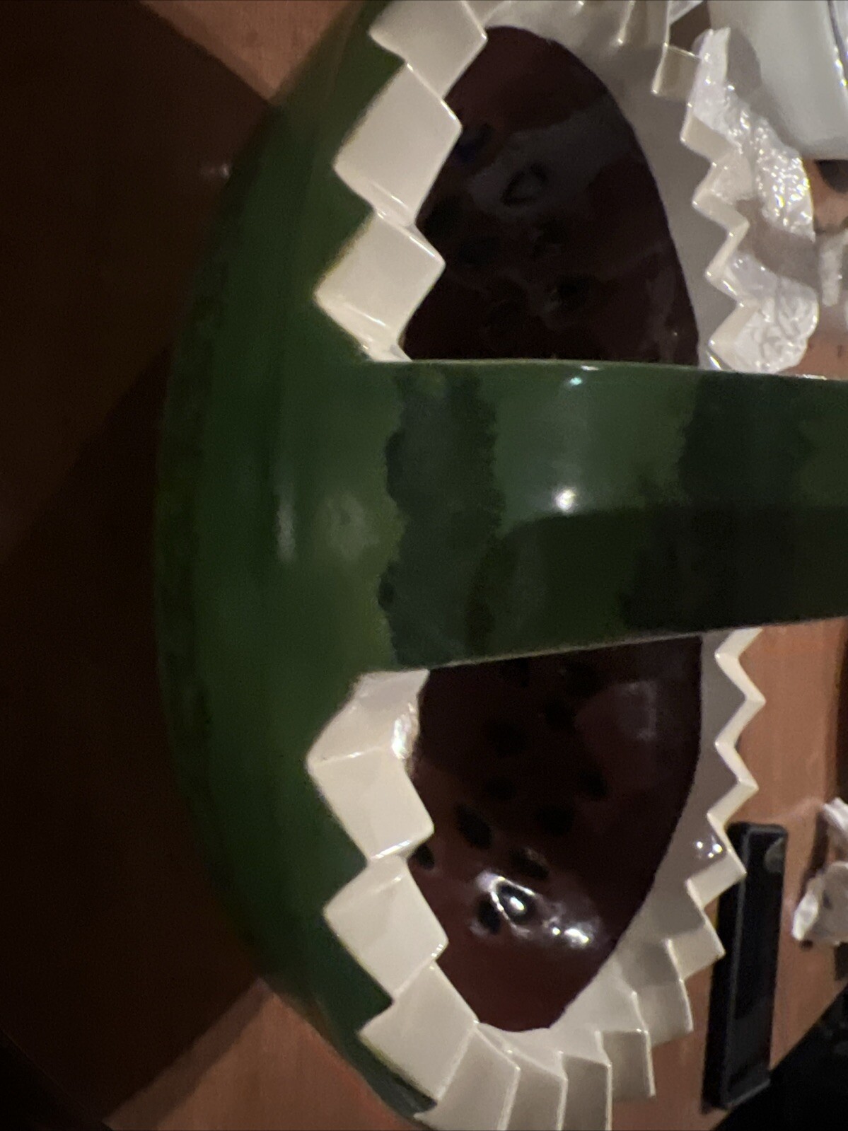 ceramic watermelon basket 11 3/8 Inches Long And 7 1/2 Inches Wide