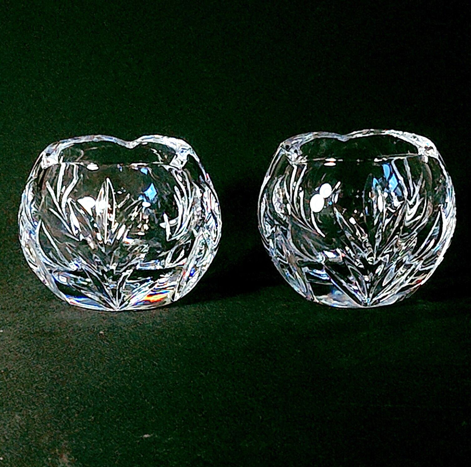ROGASKA RICHMOND VOTIVE CANDLE HOLDERS, Cut Lead Crystal, 3″, 2PCS