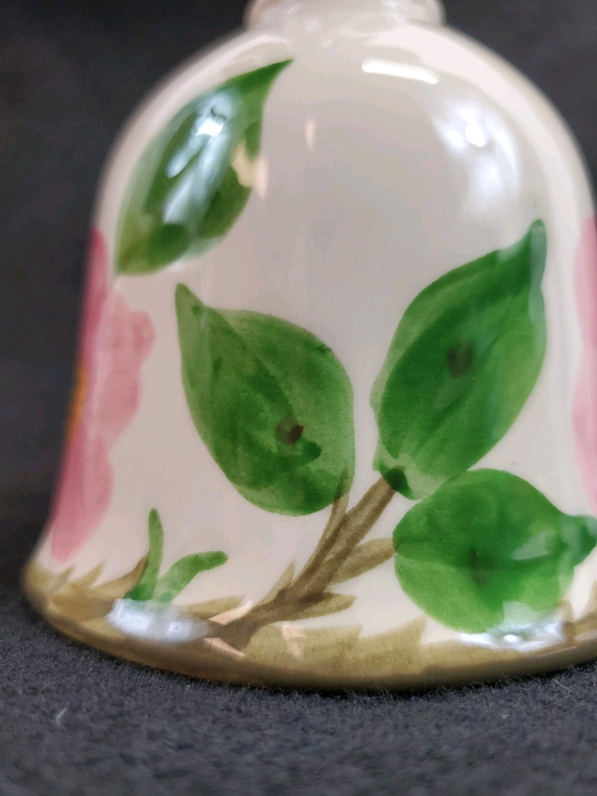 VTG Franciscan Desert Rose Porc. Dinner Bell Stamped Flying F 6” Granny Cottage