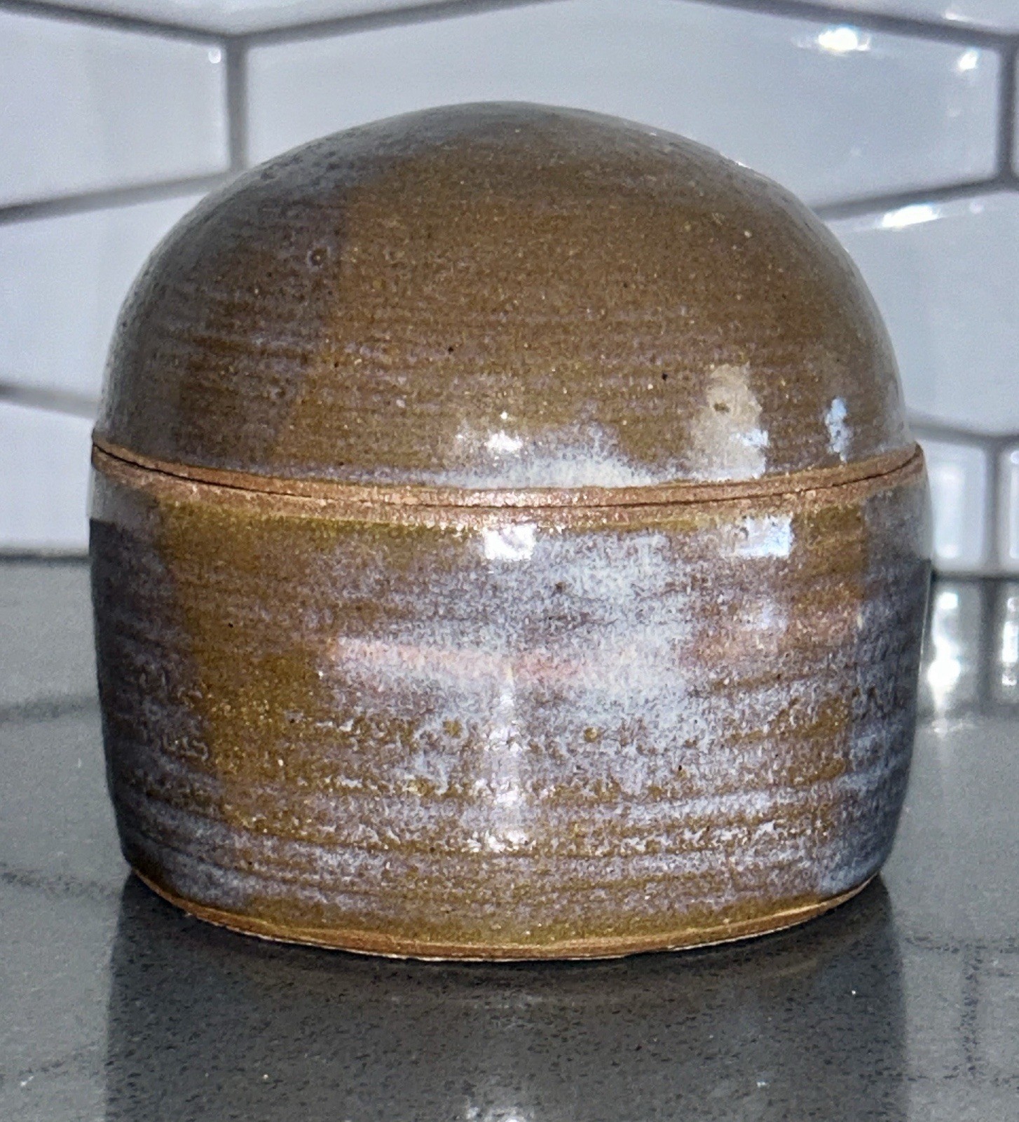 Studio Art Pottery Domed Canister Jar Container with Lid 4″ Artisan Signed Box