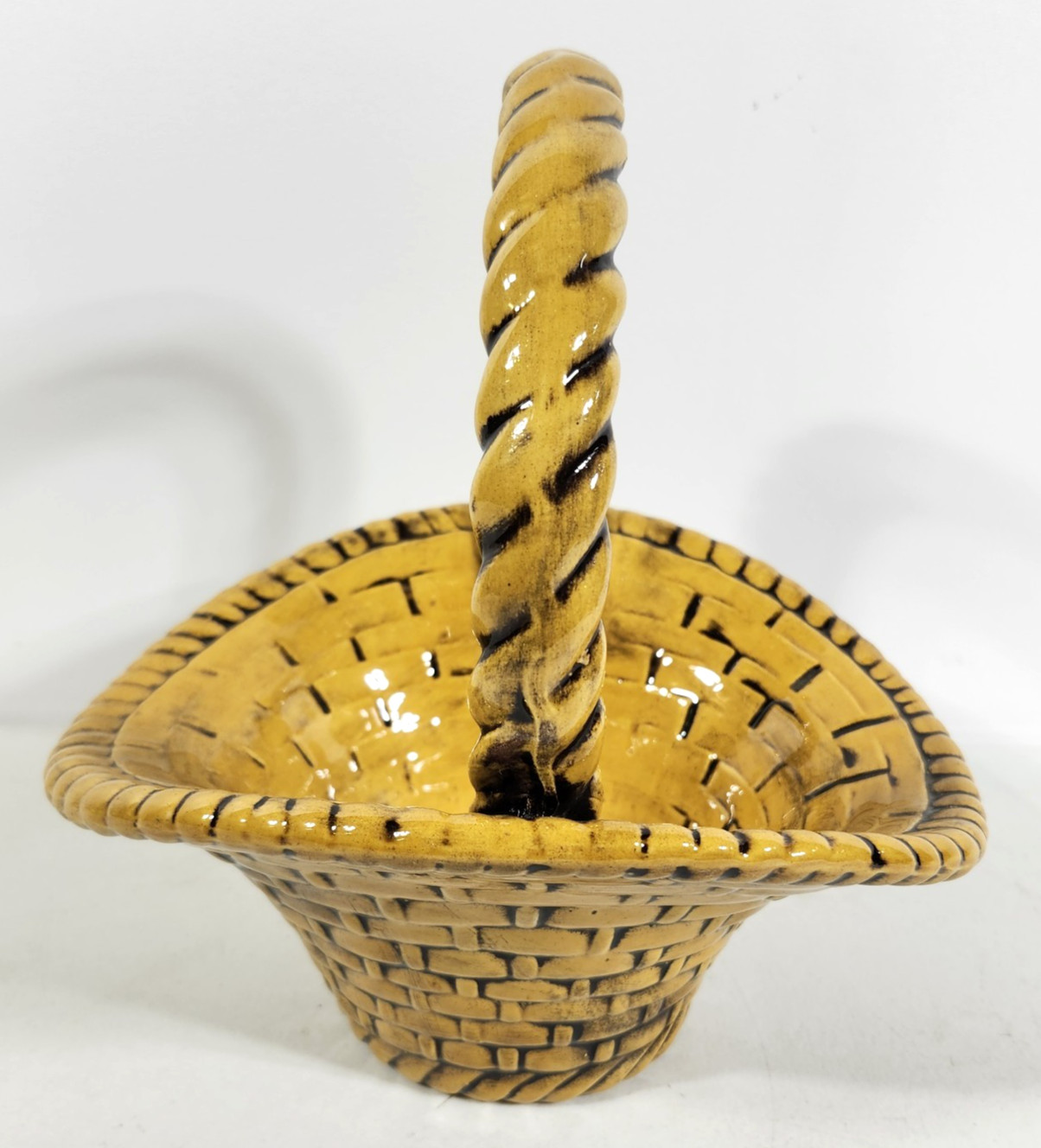 Vintage Easter Basket Ceramic Atlantic Mold Spring Handmade Classic Table Decor