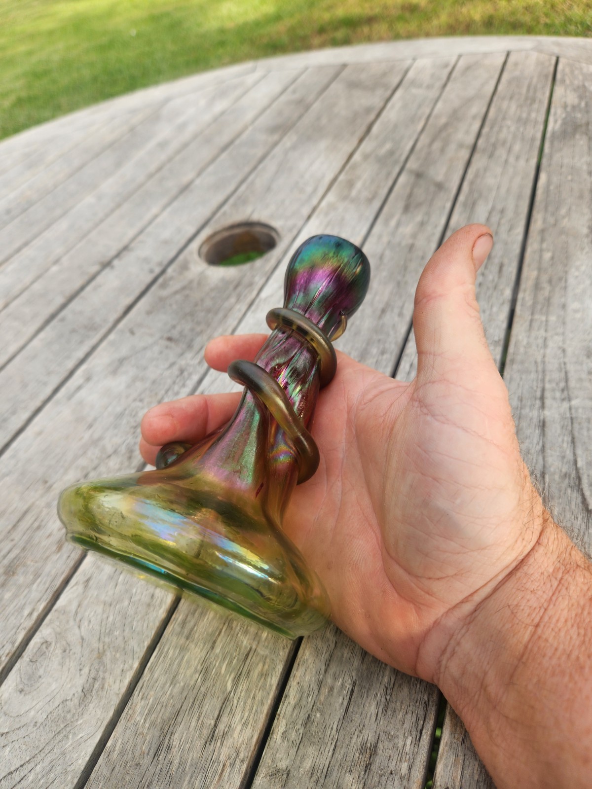 Antique Bohemian Rindskopf Serpent Snake Oil Spot Vase Grenada Pepita ~ READ