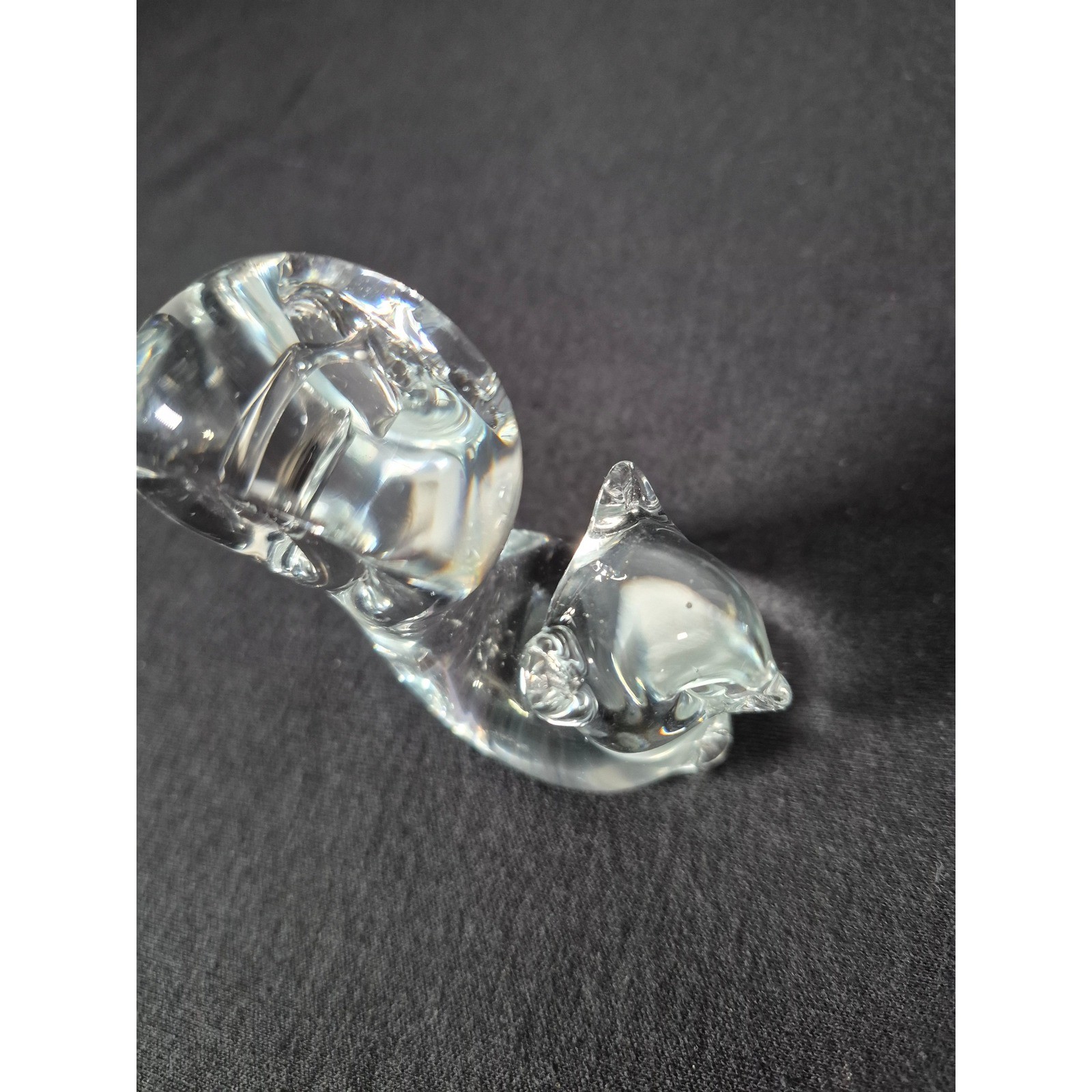 Vintage Clear Art Glass Squirrel Figurine Hand Blown Paperweight Animal Decor