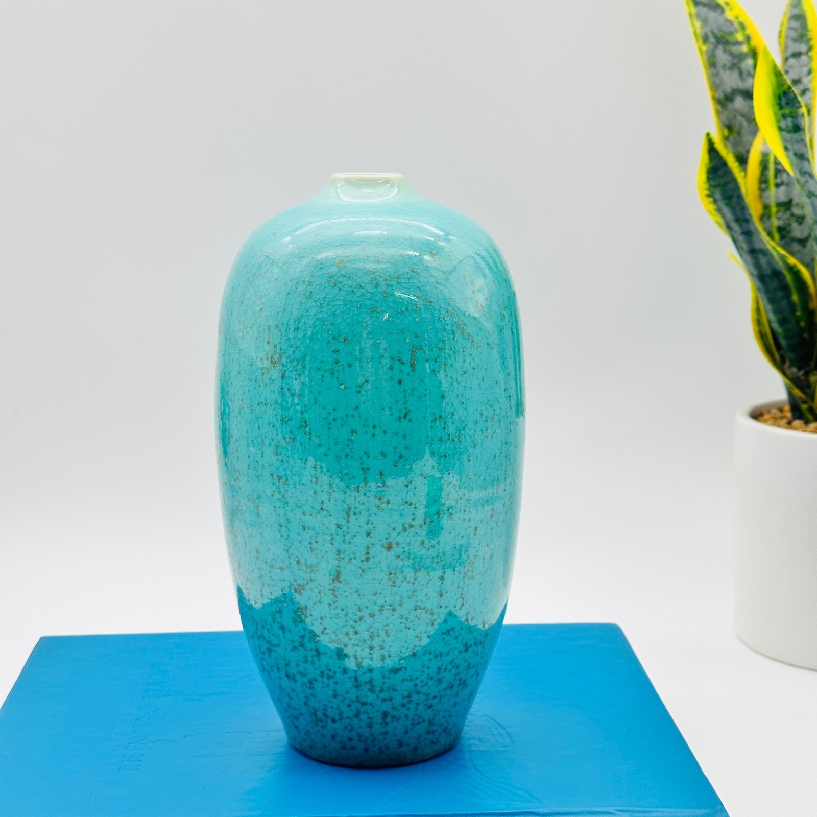 Ben Owen III Studio North Carolina Pottery Turquoise Crystalline Vase 2013