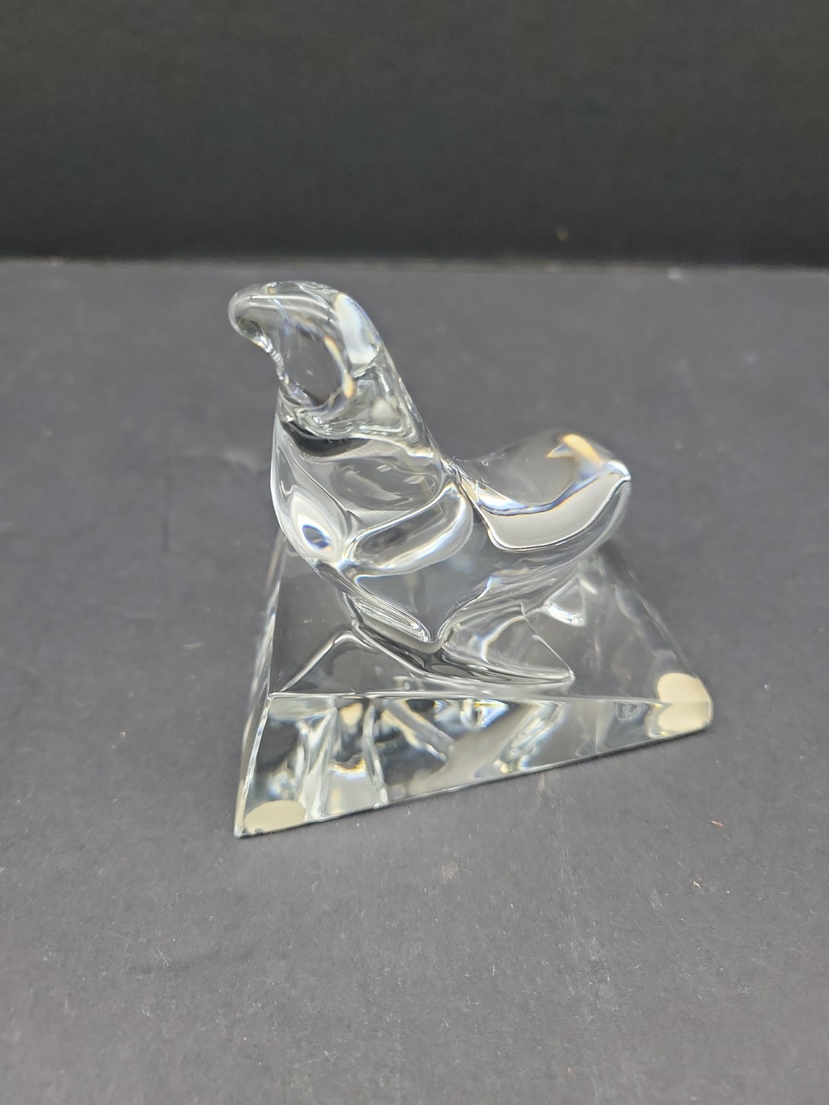Baccarat Seal Sea Lion on Iceberg Clear Glass Double Signed Figurine