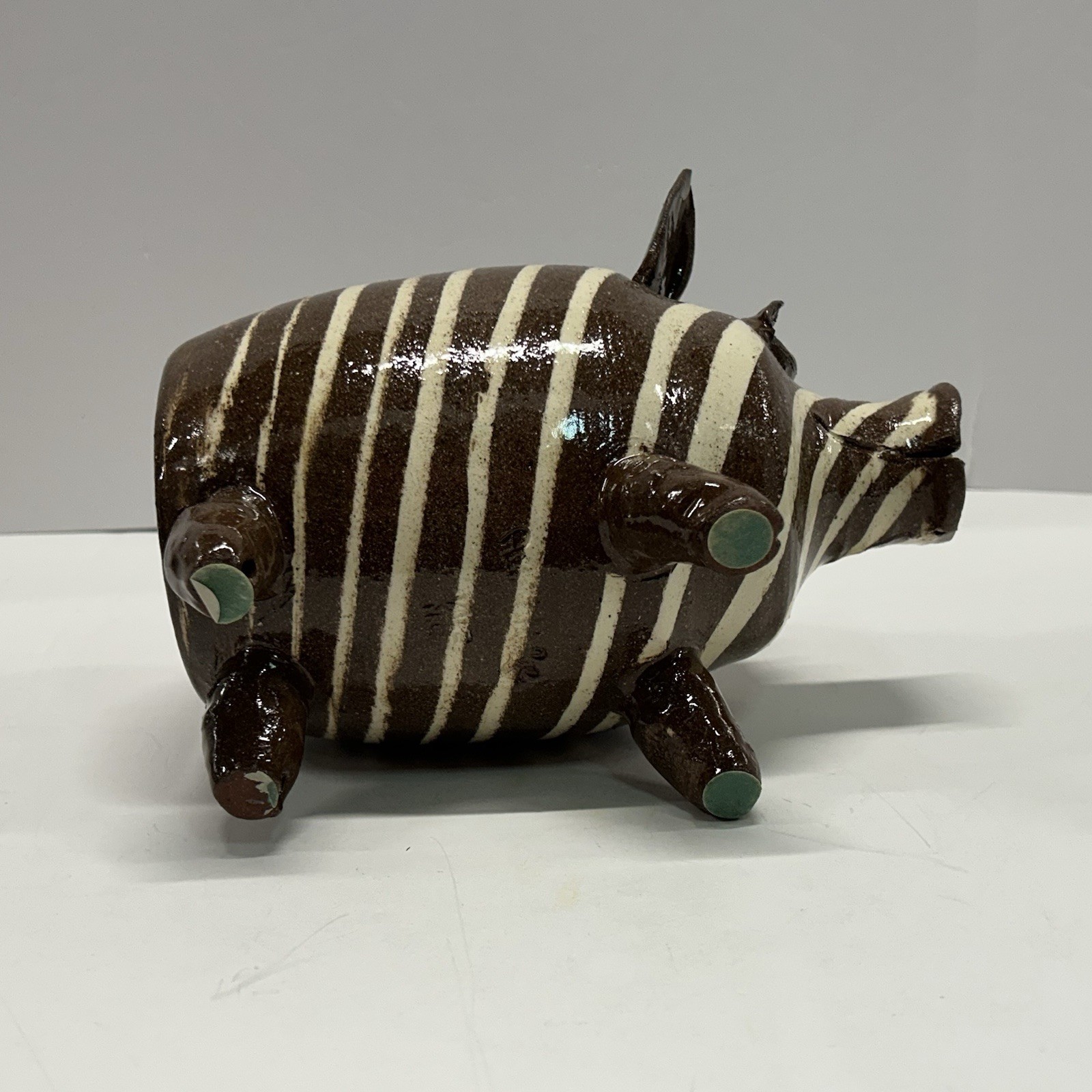 Vtg Albert Hodge Pottery Pig Figurine Sculpture Boar Southern Folk Art Animal