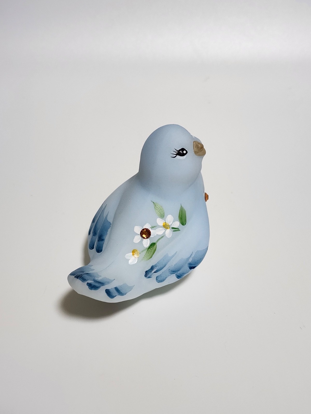 Fenton hand painted blue bird with gems