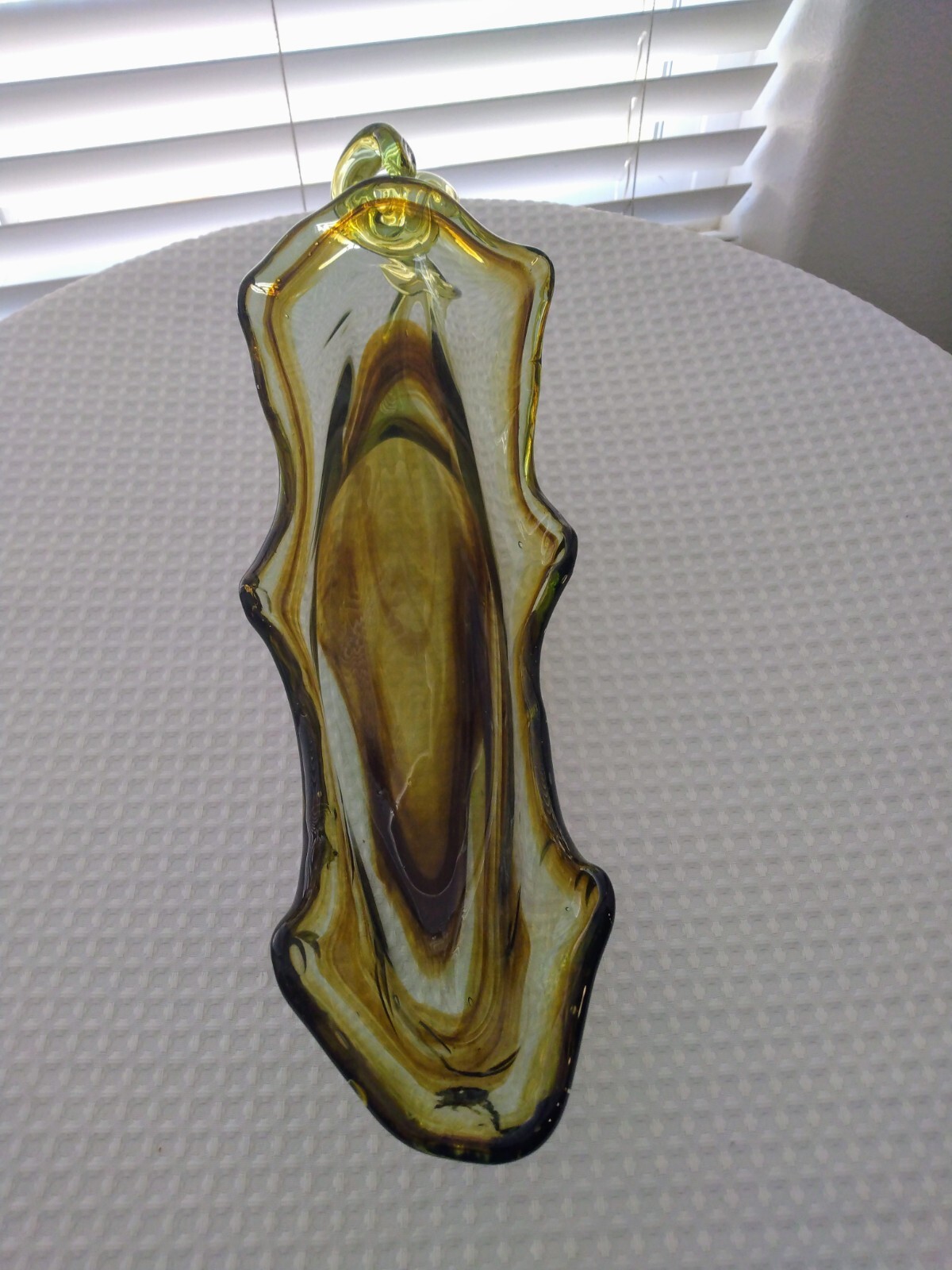 Vintage 70’s Handblown Art Glass Vase, Candy Dish Home Decor – 15.25′ Long