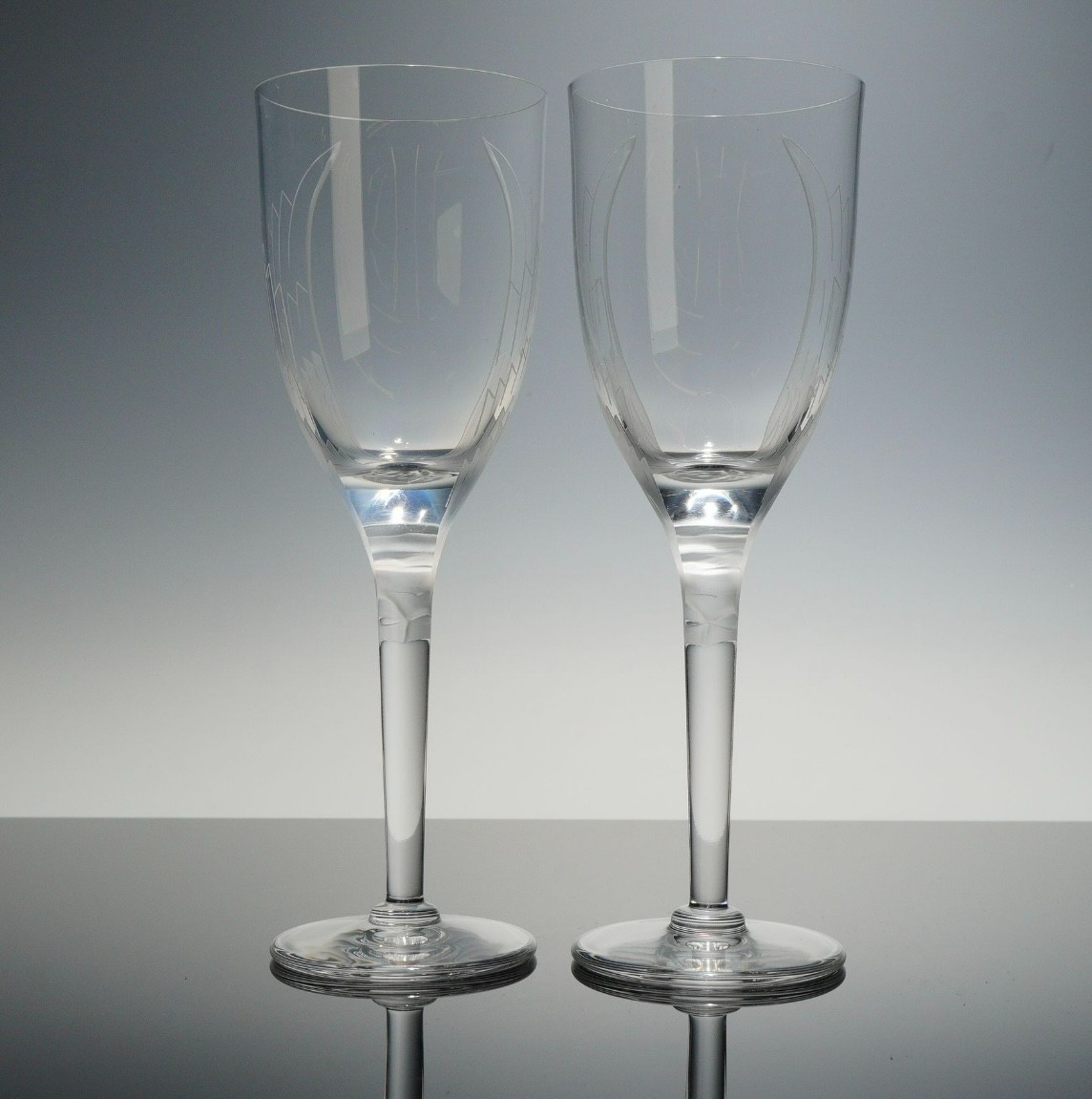 Lalique “ANGE DE REIMS” (Angel) Crystal Champagne Flutes #1364500 (Set28) w/Box!