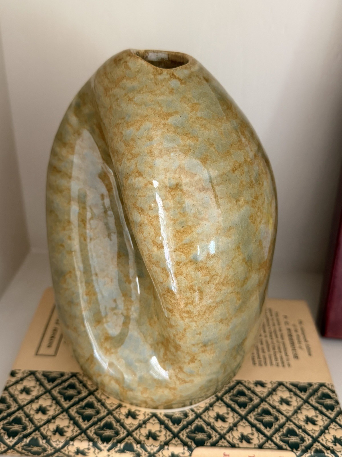 Studio Pottery Biomorphic Vase Folded Seed Pod MCM Sculpture Art
