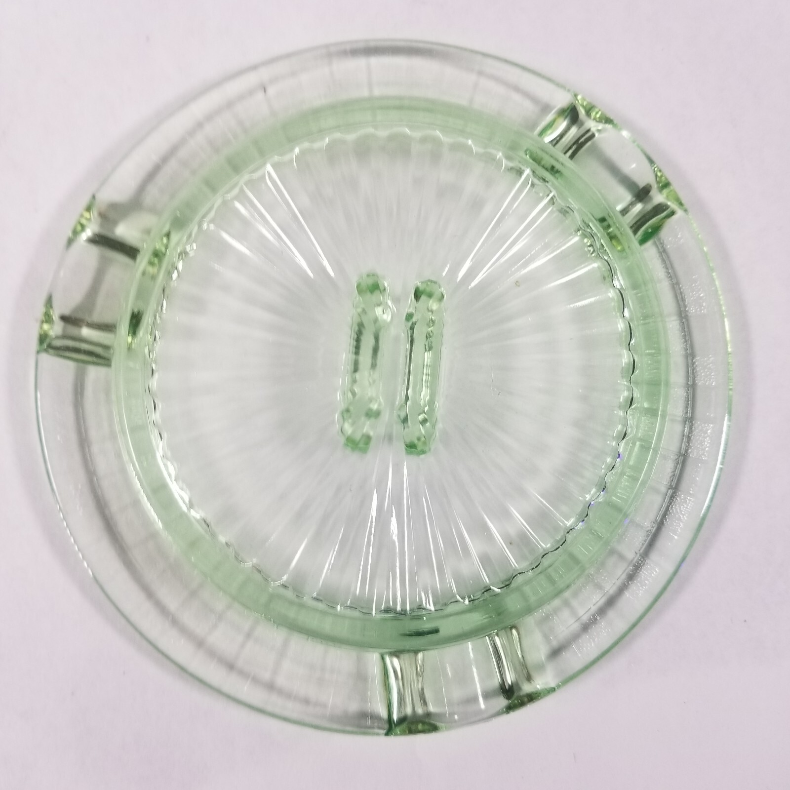 Vintage Uranium Mid Century Modern Vaseline Glass Ashtray with UV Glow