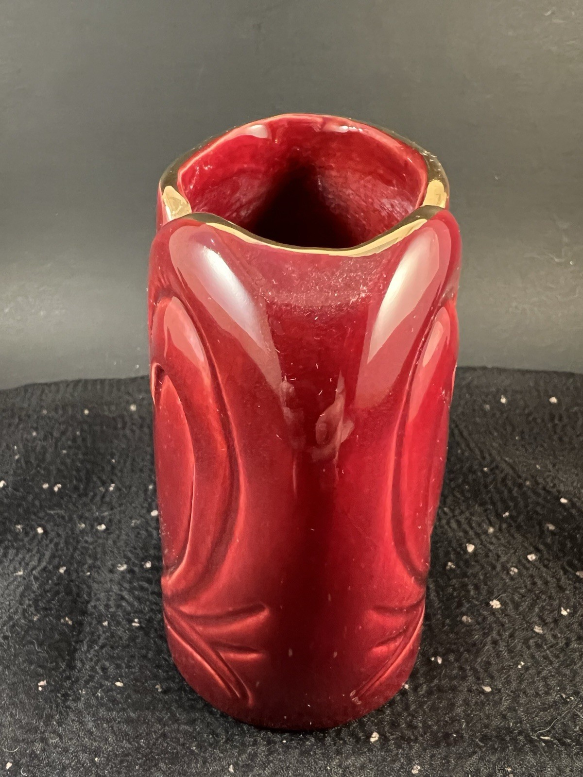 Vintage Royal Haeger Mini Drape Pocket Bud Vase Red Art Deco Postmodern 4.5″