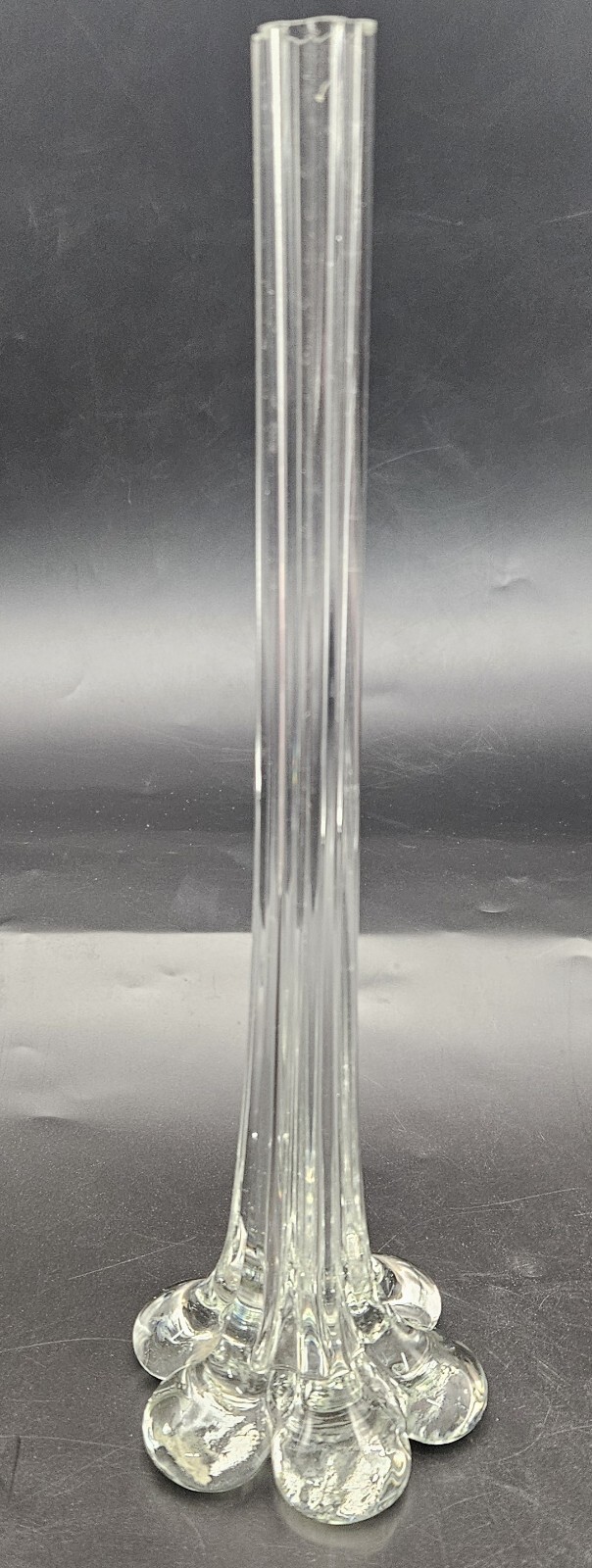 Vintage Stretch Eiffel Tower Wedding Decor Clear Glass Vase 11.5 inches Tall