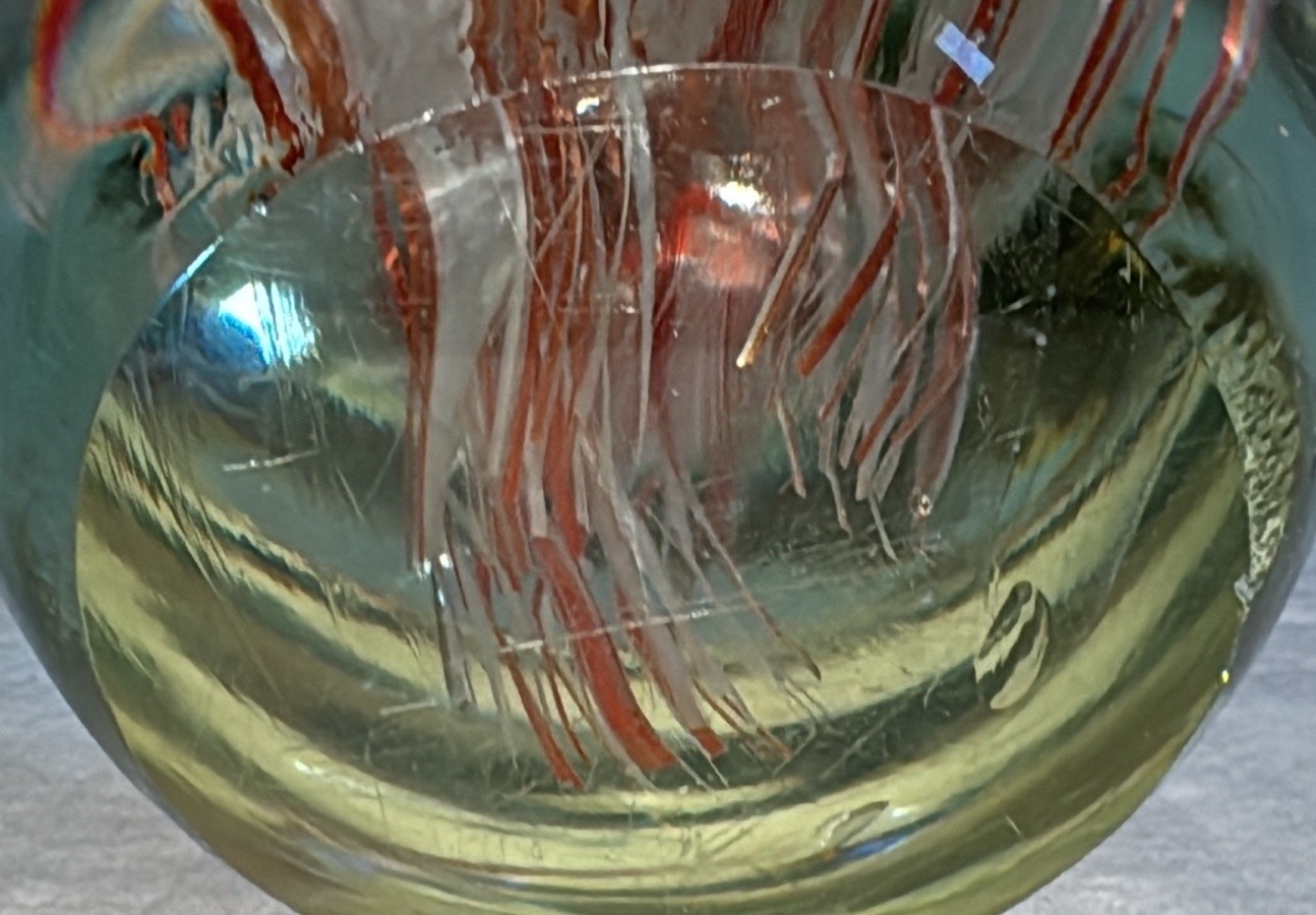 Vintage Extra Large 9” Glass with 3 Jellyfish Art Glass Paperweight Glows 8 Lbs