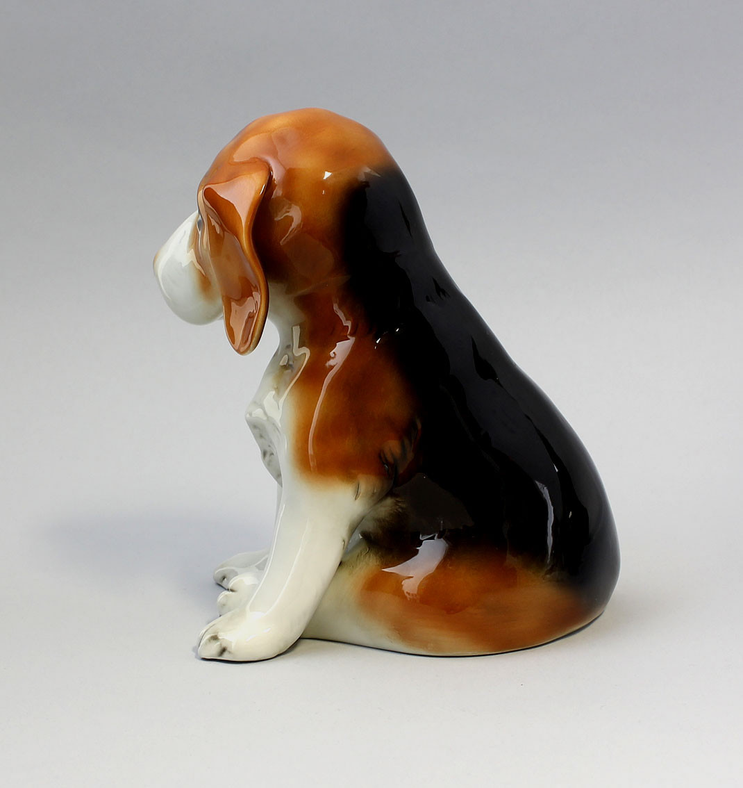 9942350-ds Wagner&apel Porcelain Figure Dog Beagle Seated 7 1/8×5 1/2×5 1/2in
