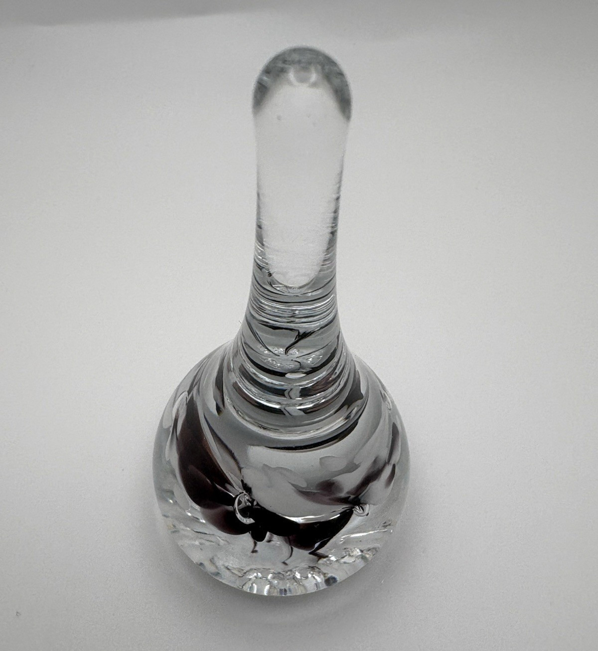 Gibson 1998 Purple White Floral Paperweight Ring Holder Controlled Bubbles VTG