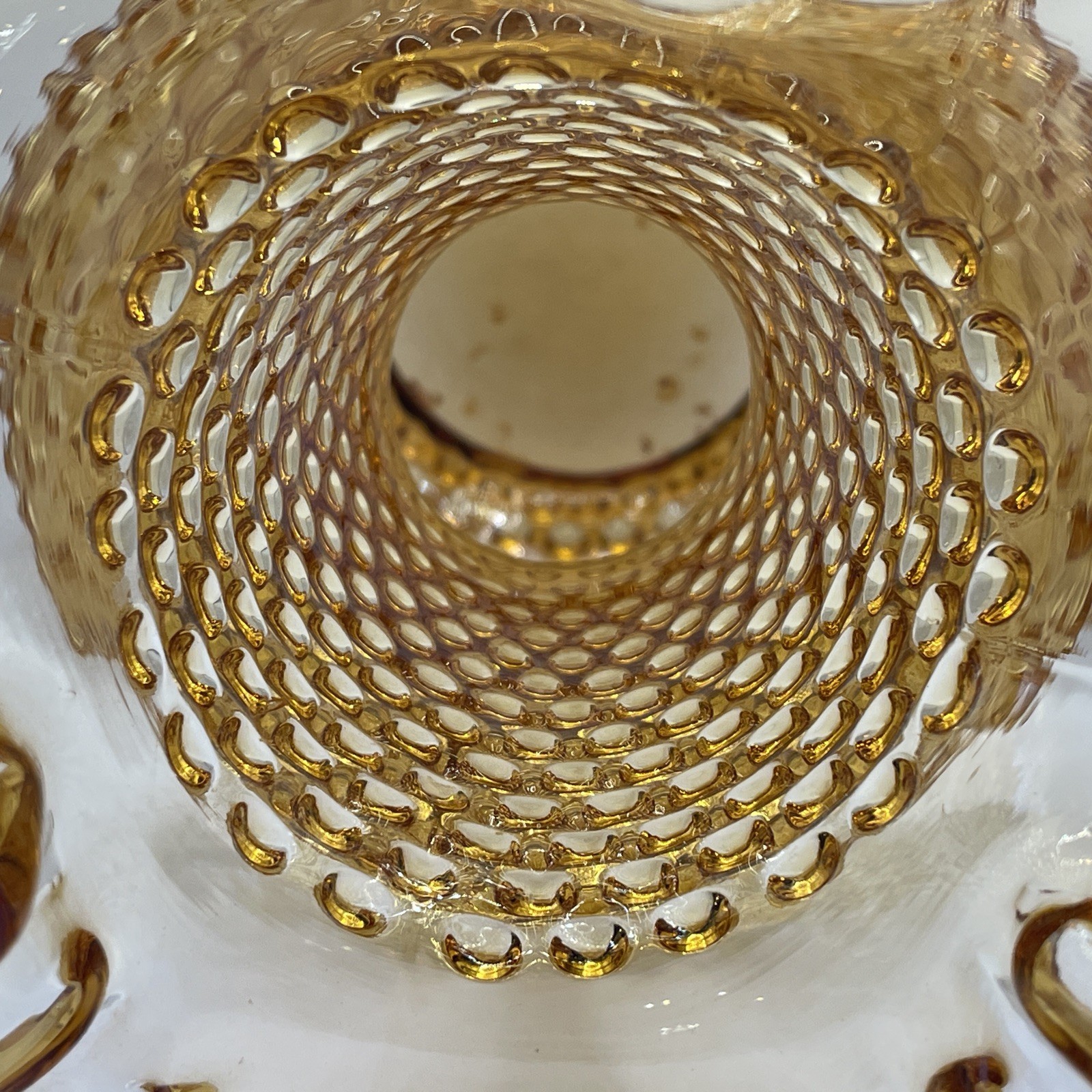 Vintage Fenton Glass Amber Hobnail 11” Ruffled Top Vase Signed