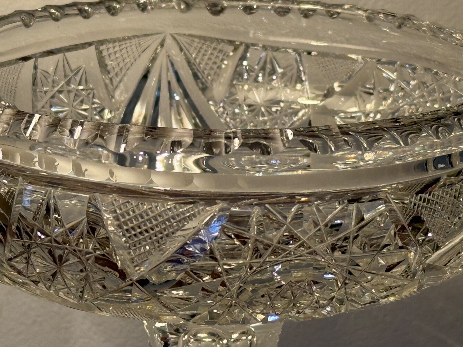 Fry Lyton ABP Notched Stem Cut Glass Compote American Brilliant Period 1900’s