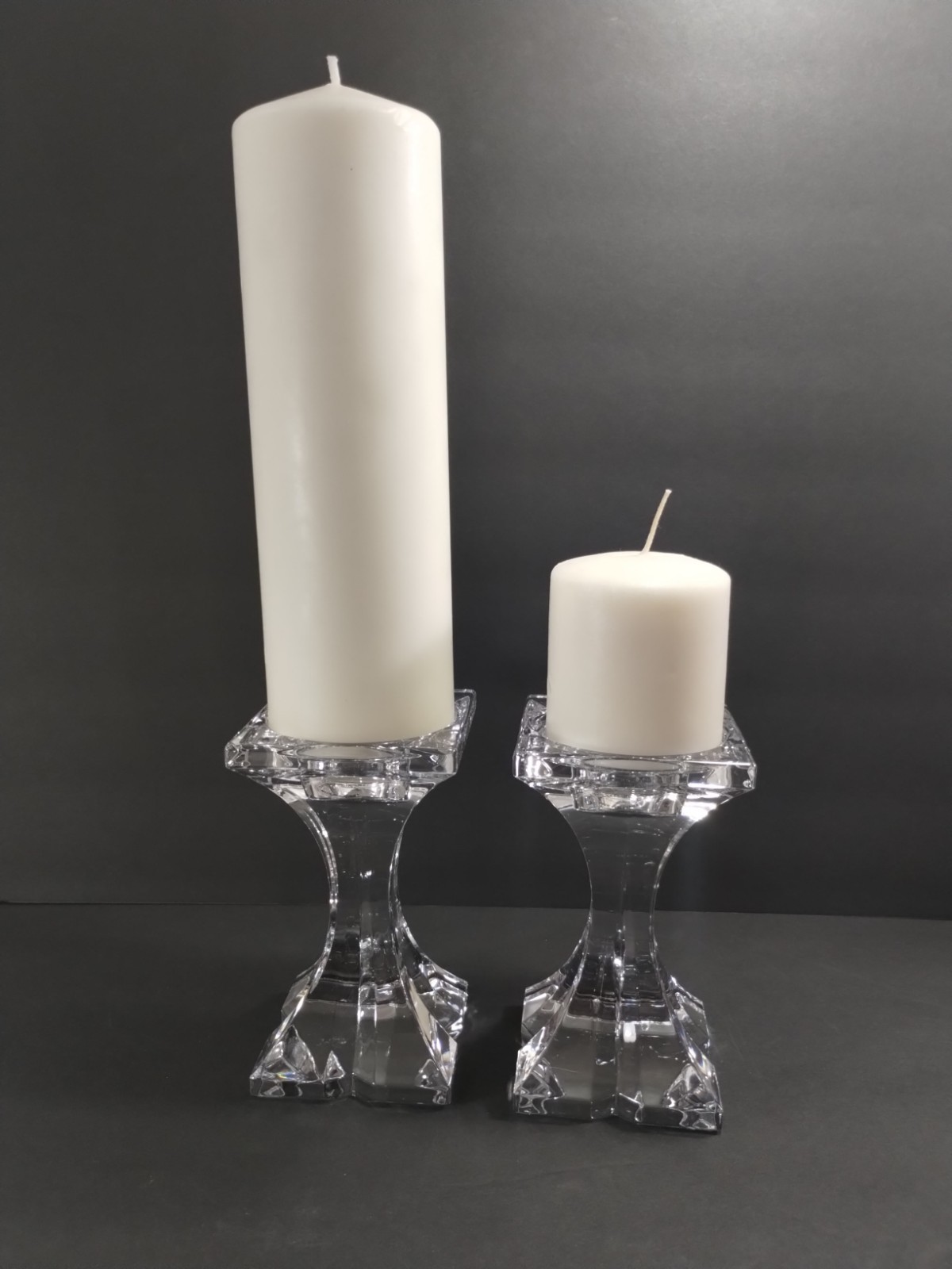 (2) 24% Lead Crystal Candleholder~6″~Slovenia~Like WATERFORD MARQUIS~Verano~XLNT