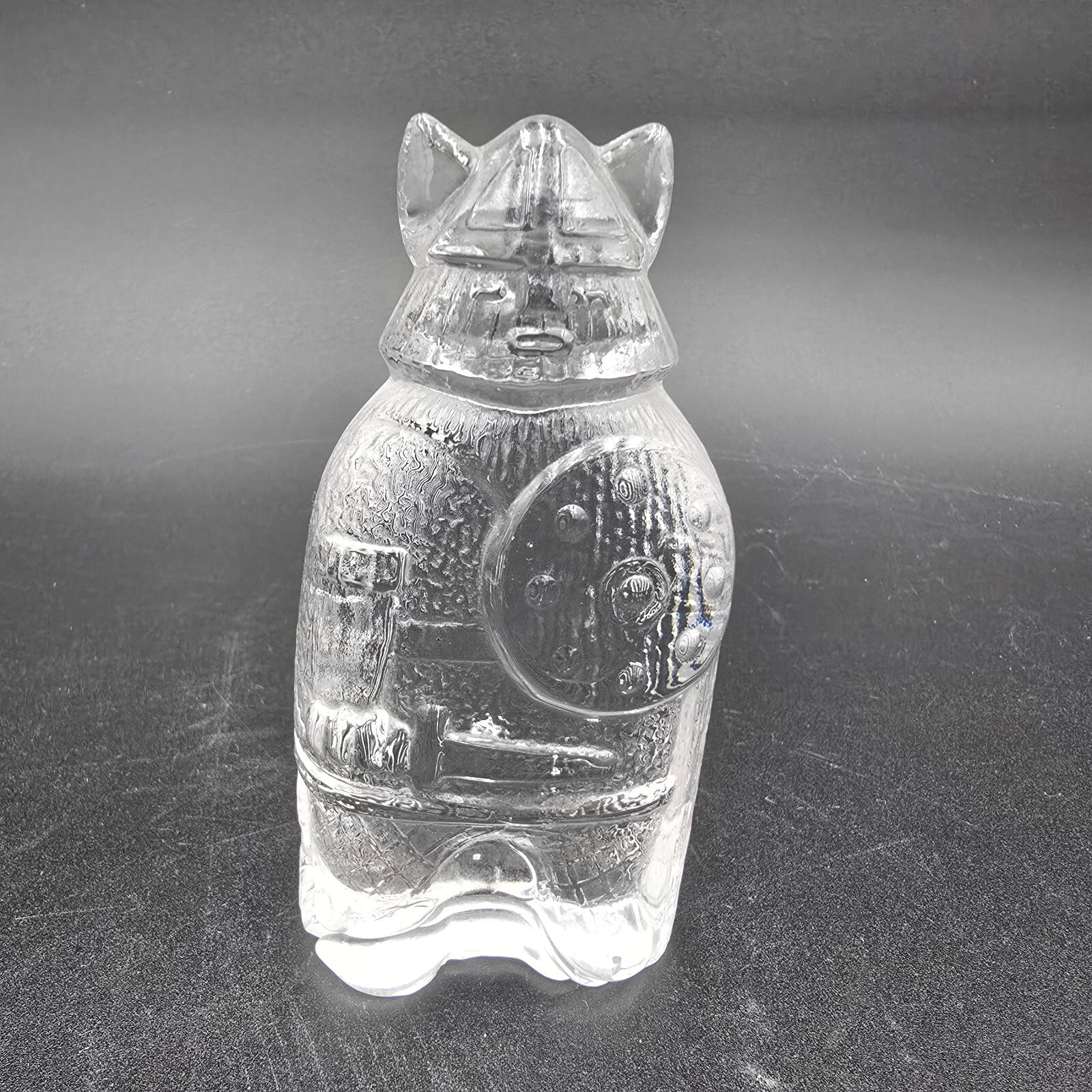 Scandinavian Swedish Art Glass Viking Figurine Lindshammar Clear Glass 4.5″