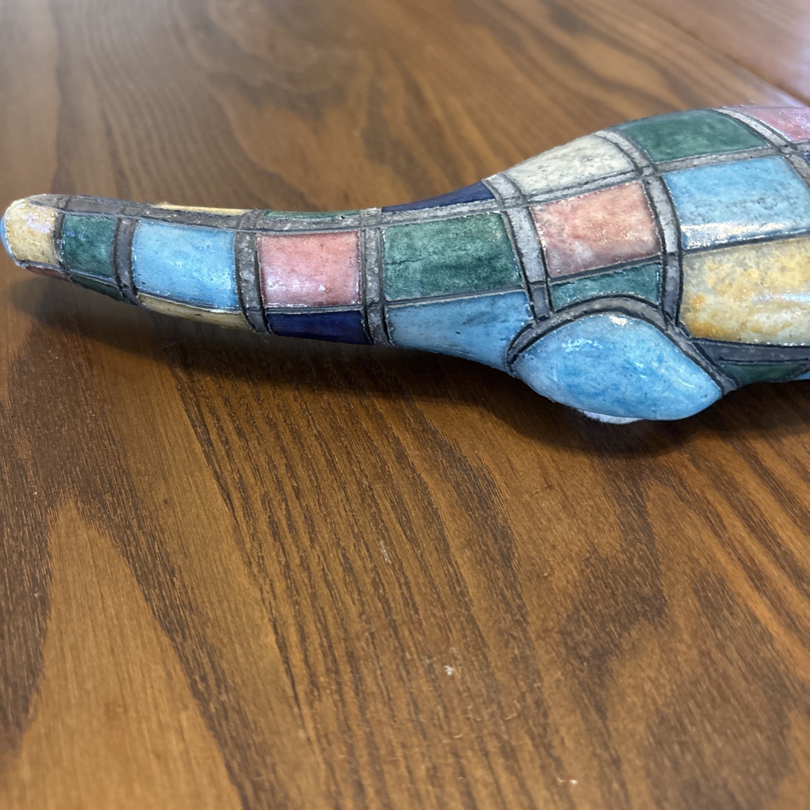 Raku Pottery Colorful Alligator