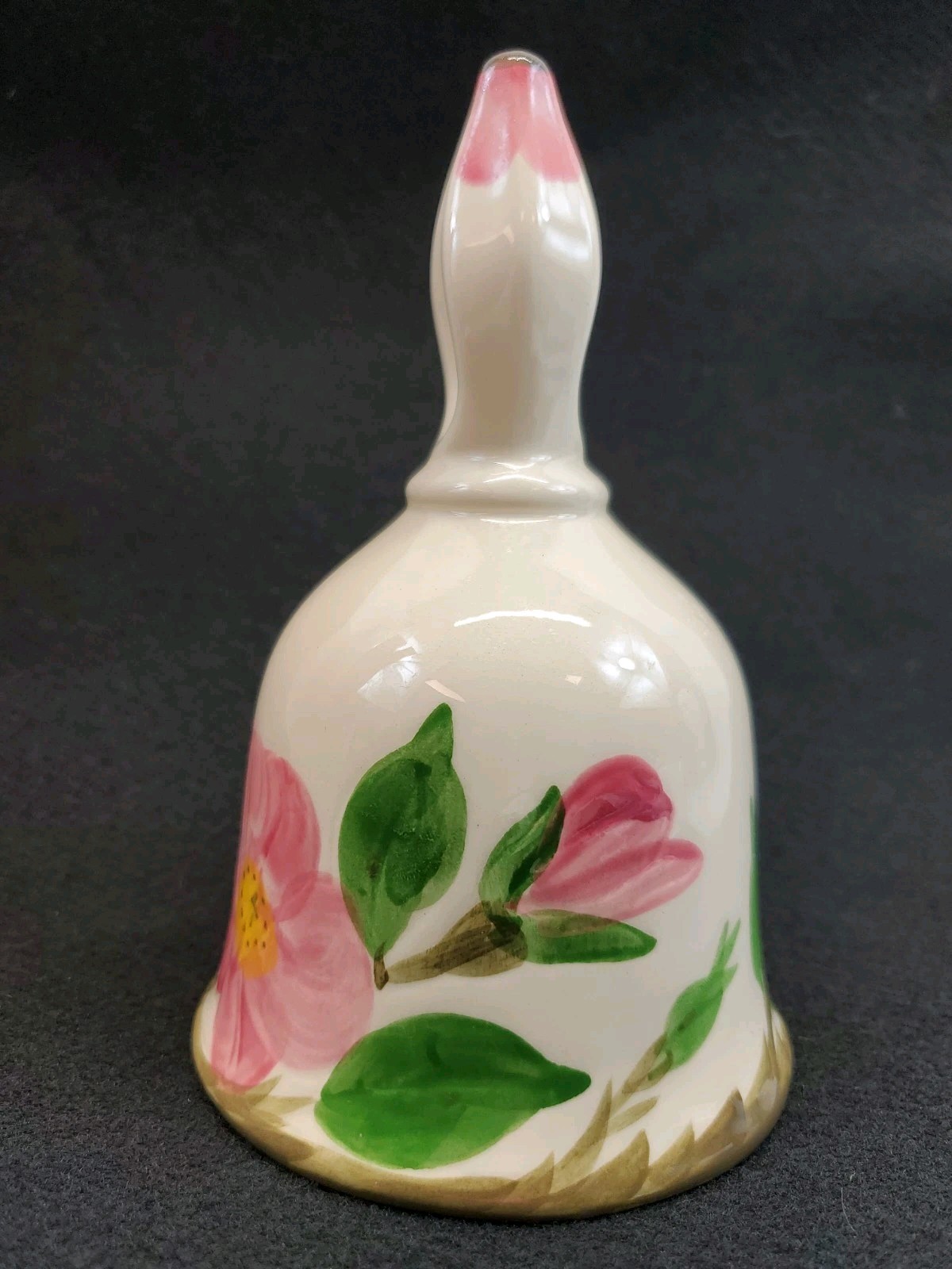 VTG Franciscan Desert Rose Porc. Dinner Bell Stamped Flying F 6” Granny Cottage