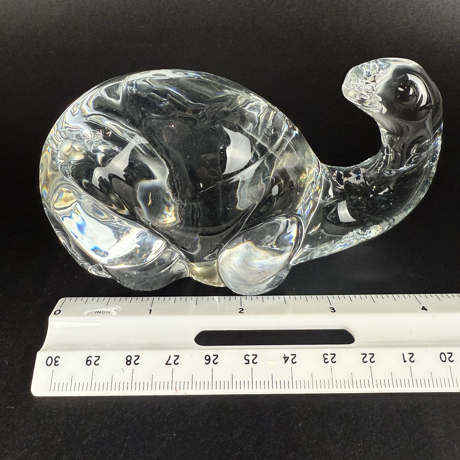 Silvestri Mouth Blown Clear Glass Dinosaur Paperweight