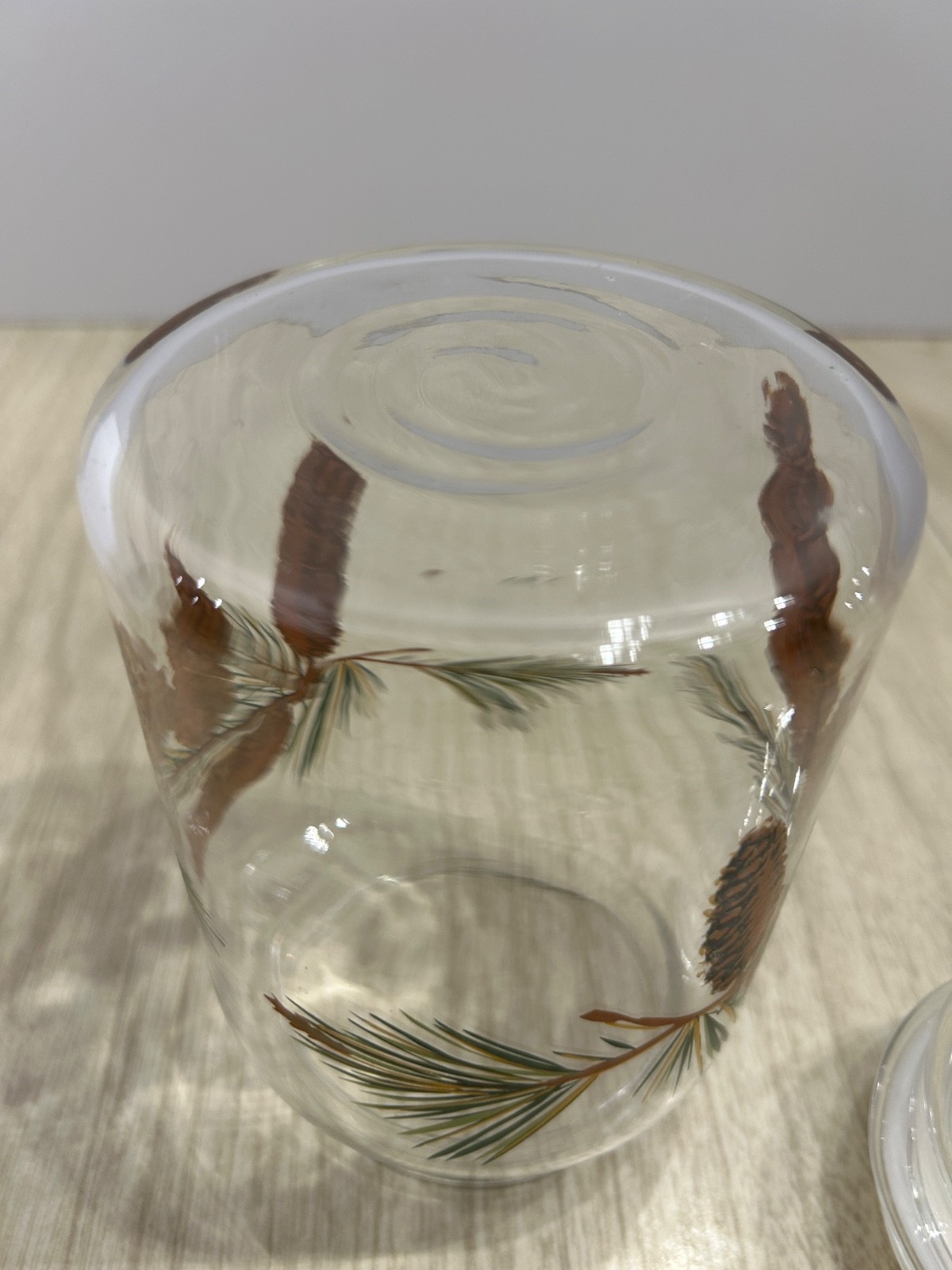 Apothecary Libbey Pine Cone Glass Canister Storage Jar & Lid Pinecones 7″ Vtg