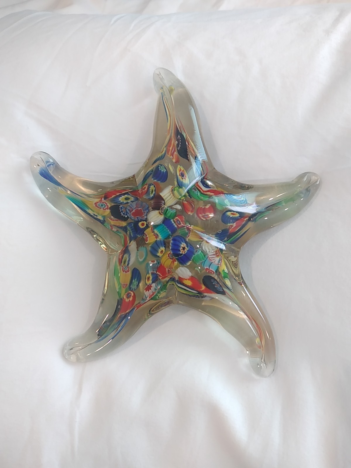 Hand Blown Art Glass Starfish Coastal Beach Nautical Cottagecore Millefiori