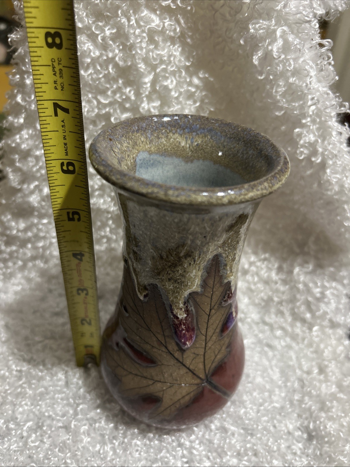 Mark Alewine Pottery Drip Glaze Bud Vase Signed Gatlinburg TN Smoky Mountains