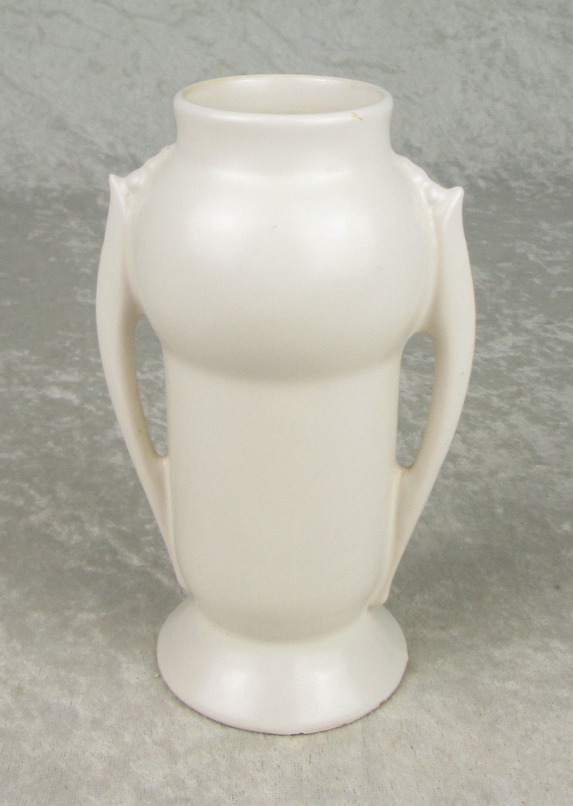 Roseville Pottery 733-6 Art Deco Vase 2 Handle White 6-3/8 inch Tall