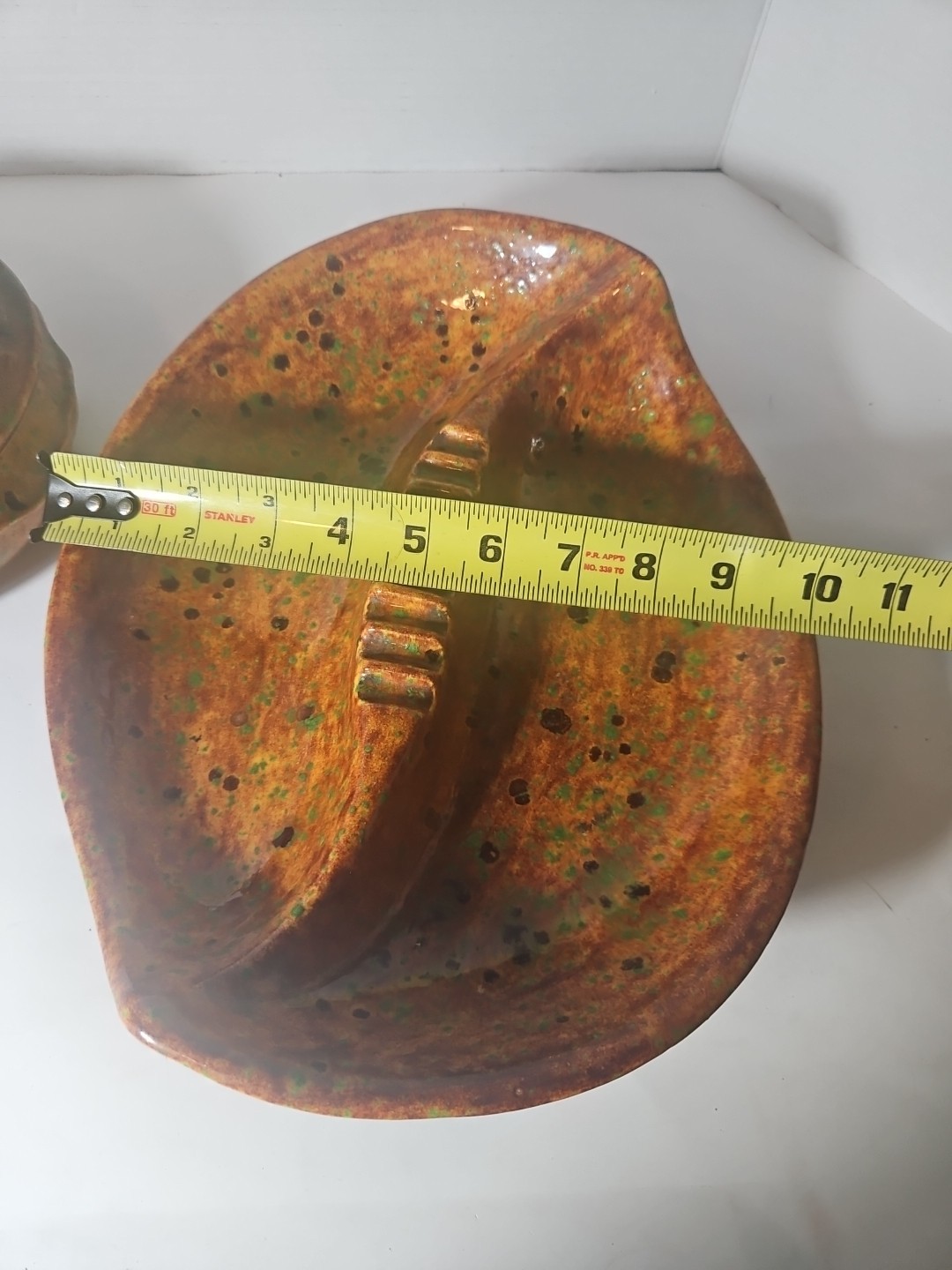 Dated 1969 Studio Pottery Set Ashtray Trinket Box Signed MCM Brutalist Snuff Dot