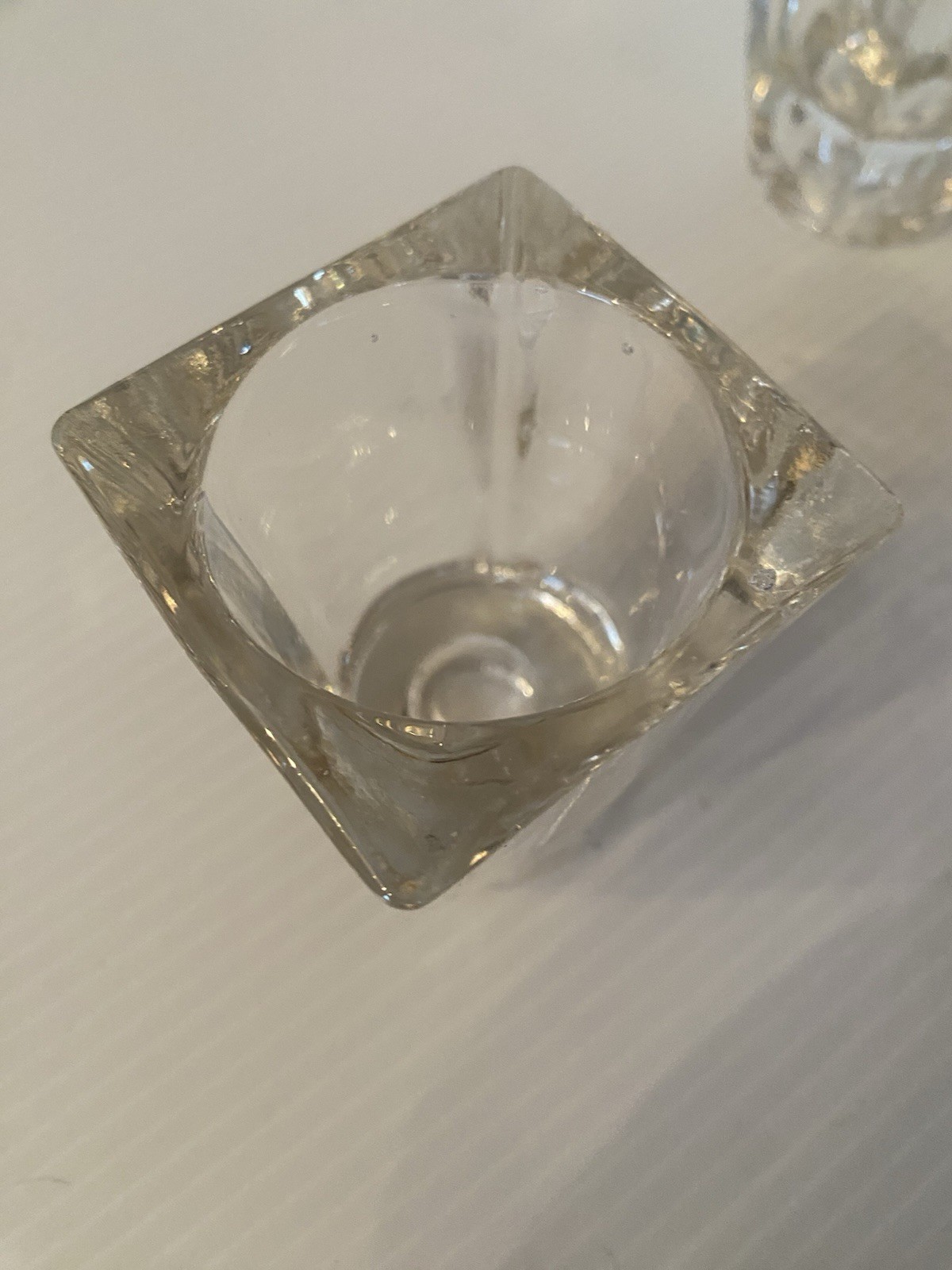 Set Of Four Reversible Clear Glass Votive Or Taper Candle Holders