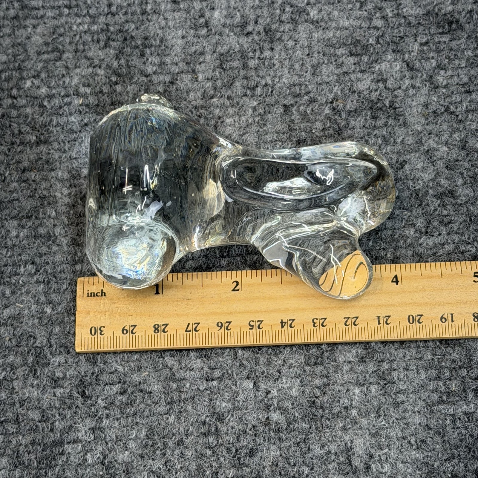 Hand Blown Art Glass Bassett Hound Dog Figurine Paperweight Clear 4 In Tall