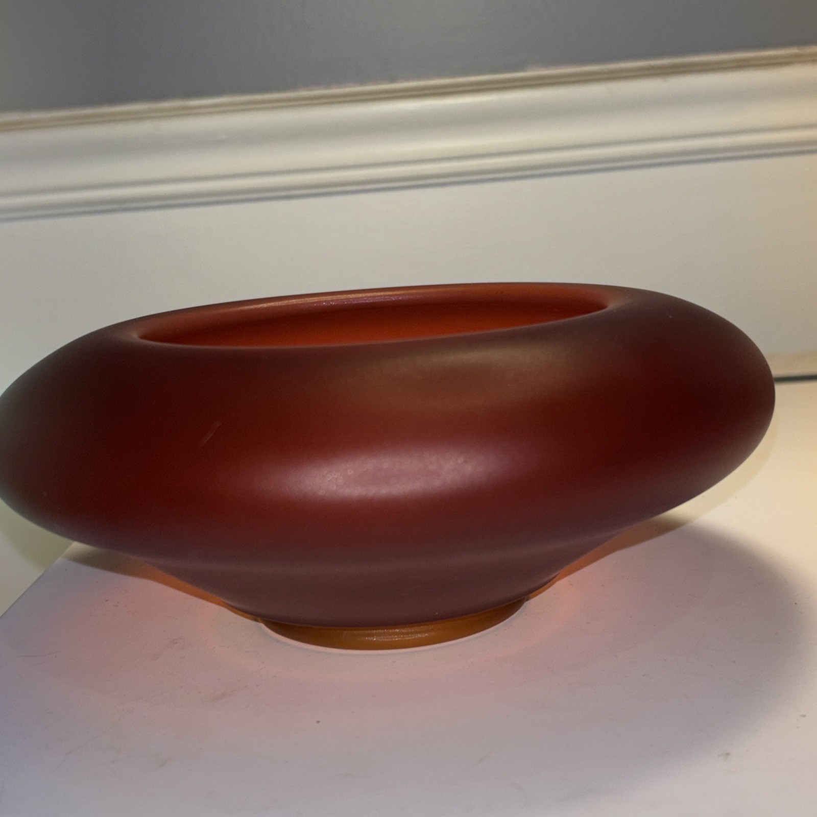 Vintage Tiffin US Glass Amberina Satin Console Bowl
