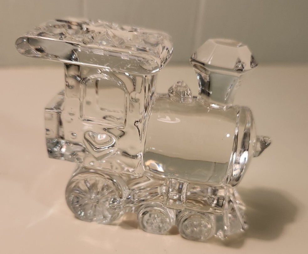 Vintage Locomotive Train German Made Paperweight Figurine Jonal 24% Crystal