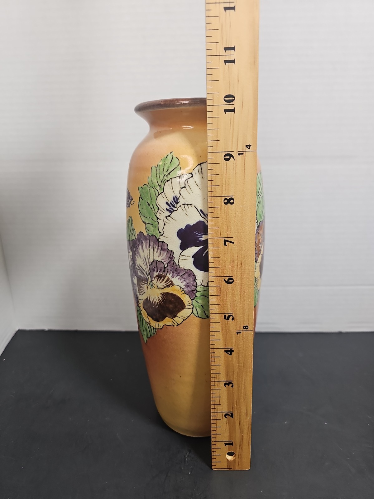 Vtg 1981 Santa Barbara Ceramic Design SBCD Vase Pansies Signed DK Dorie Knight
