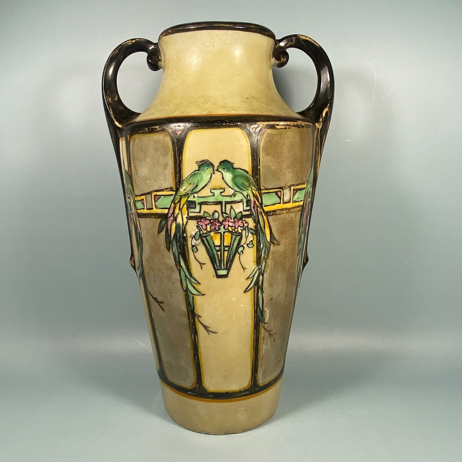 Antique Porzellanfabrik Wehinger Czechoslovakia Birds & Branches Vase ~ Signed