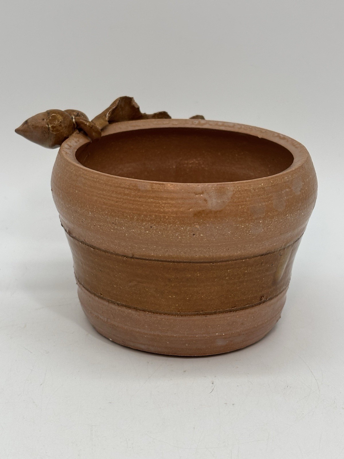Hand Thrown Oak Leaf Acorn Pottery Vase / Planter Signed & Dated 2 7/8” Tall