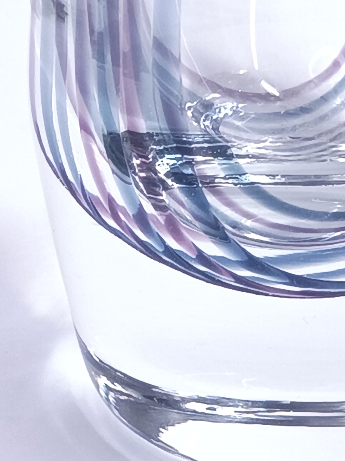Caithness 6″ Art Glass Bud Vase Purple & Blue Swirled Lines