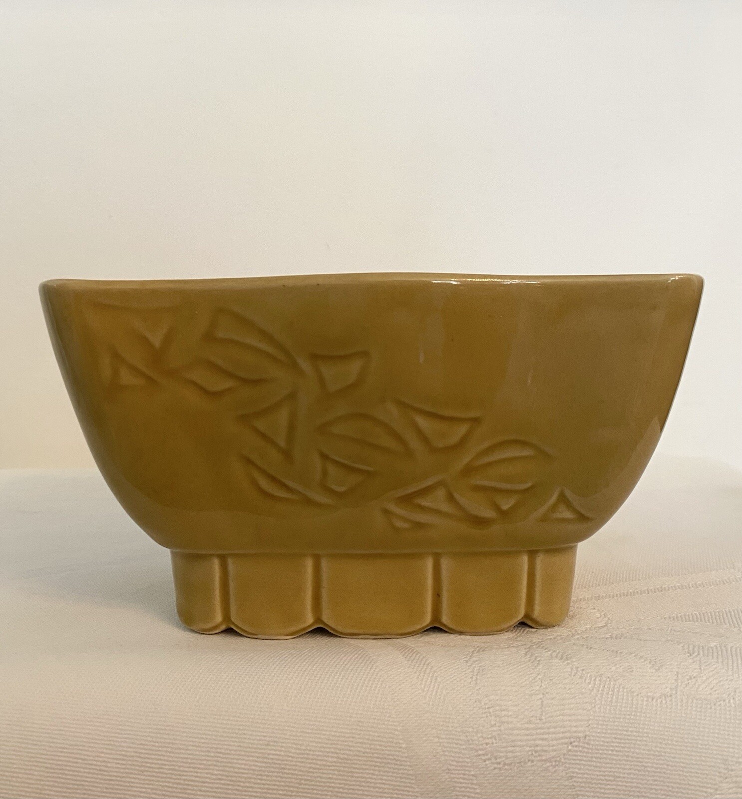 Vintage Cookson Pottery USA Planter Harvest Gold MCM Glazed Ceramic 6.5”