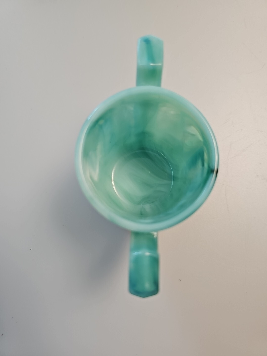 Vintage Imperial Glass Colonial Green Slag Colonial 2-Handled Toothpick Holder