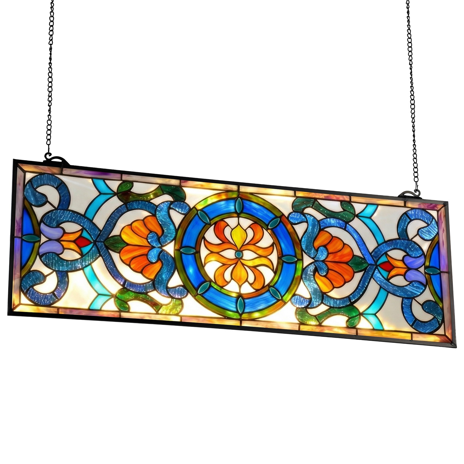 Uimoso Stained Glass Hanging Panel in Tiffany Style, 35.1″x12.9″