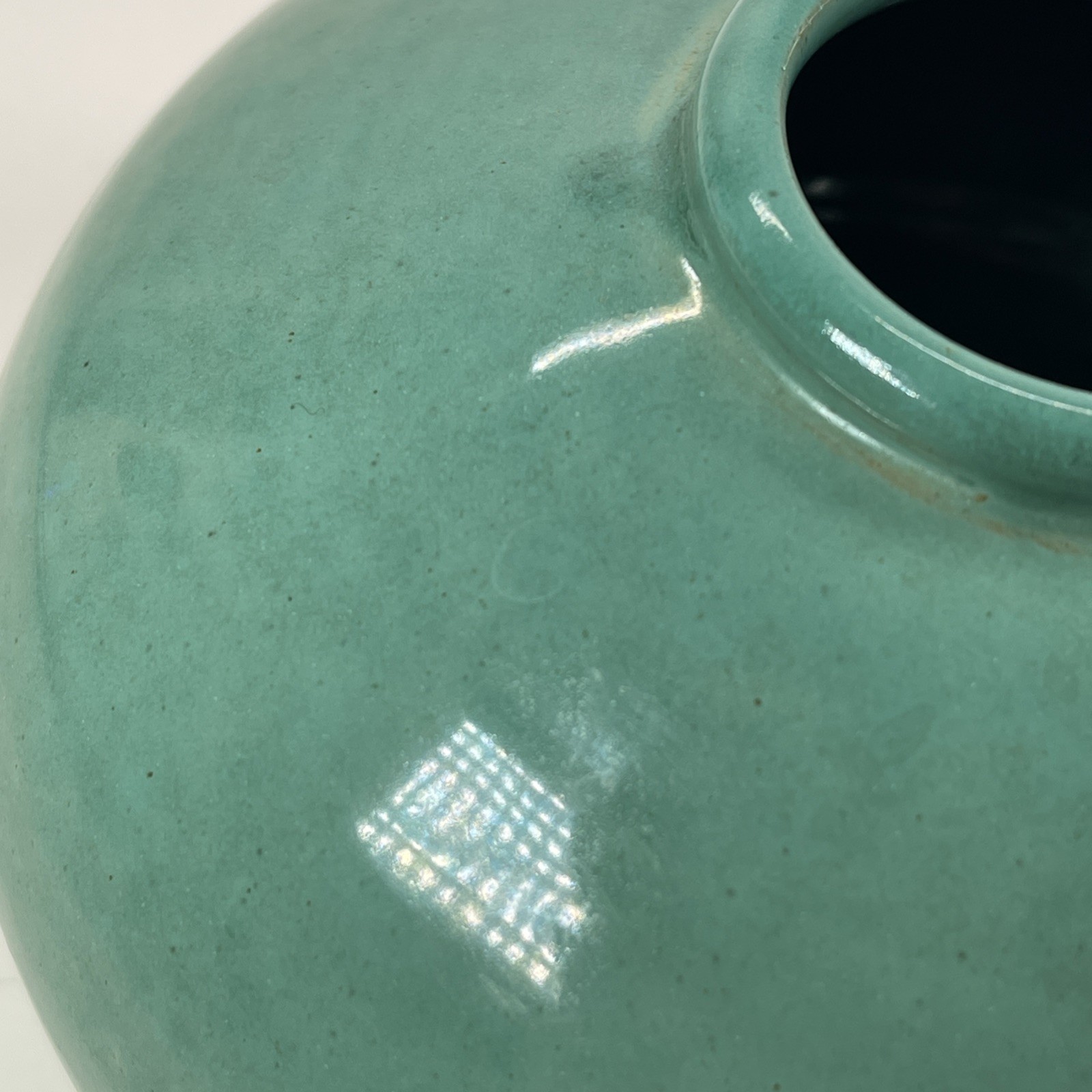 Vtg Glit Iceland Pottery Vase Turquoise Aqua Glaze Scandinavian MCM 4”x6.5”