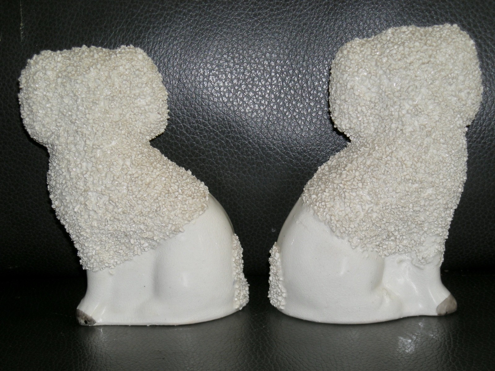 Antique Pair Staffordshire Ware England Poodles Dogs Confetti Figurines 4 3/4″