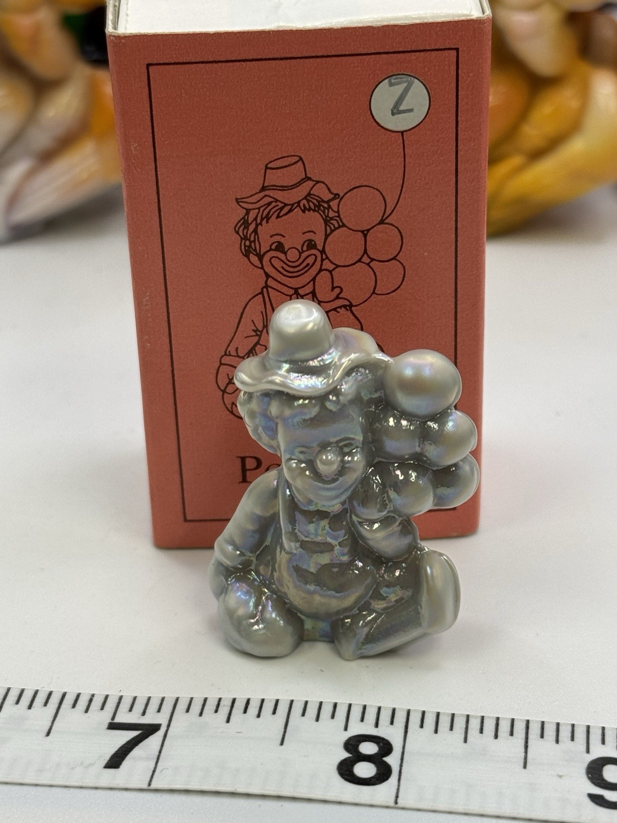 MOSSER GLASS 1-5/8″ “PEE WEE”THE BALLOON CLOWN PEWTER GLASS “Z” QR9